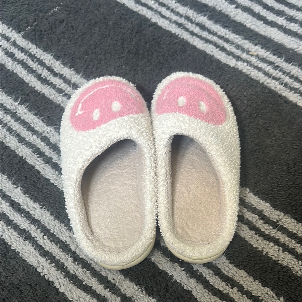 Cozy Pink and White Kids Slippers